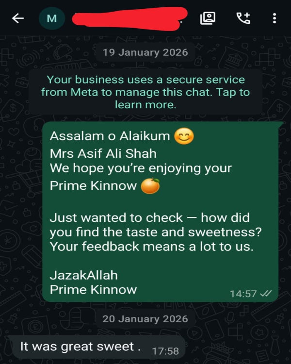 Text conversation between a customer and Prime Eats on a messaging app.